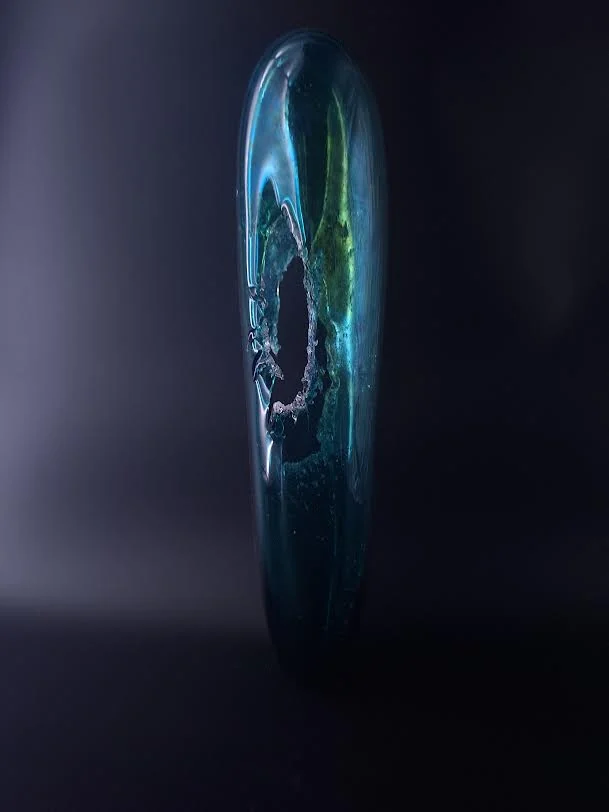 Blue glass sculpture by Jarl Hohenthal